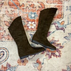 Jack Sprat Brown Suede Tall Pull On Flat Boots Womens Size 7 Almond Toe